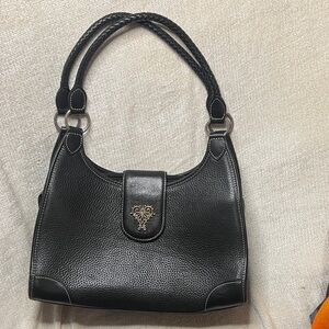 Brighton Pebble Black Leather Satchel Handbag